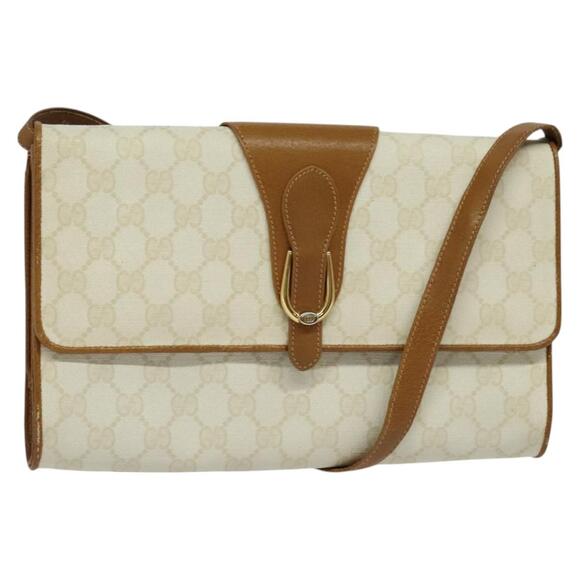 GUCCI GG Supreme Shoulder Bag Pvc White Gold 904 02 050 - Picture 1 of 16